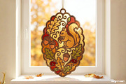 Fall Suncatcher Laser Cut Bundle, a Decorative Illustration by svgocean (Thumbnail 12 of 13)