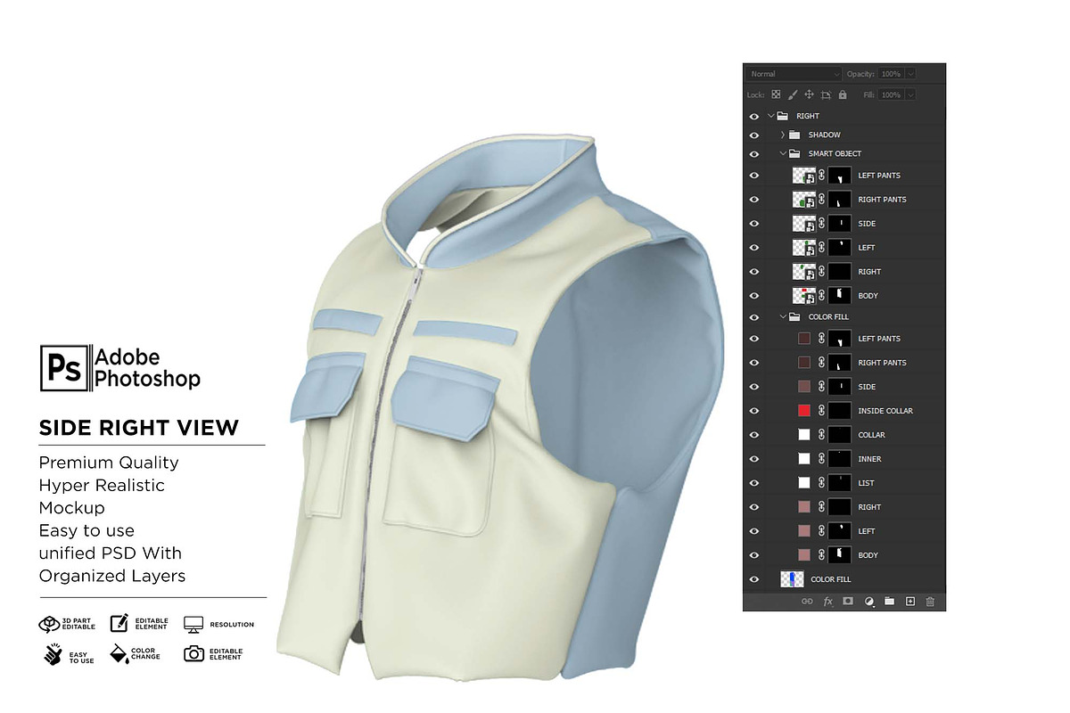 Men's Vest Zipper Mockup, a Shirt Mockup by Nanggroe Scripting (Photo 7 of 9)