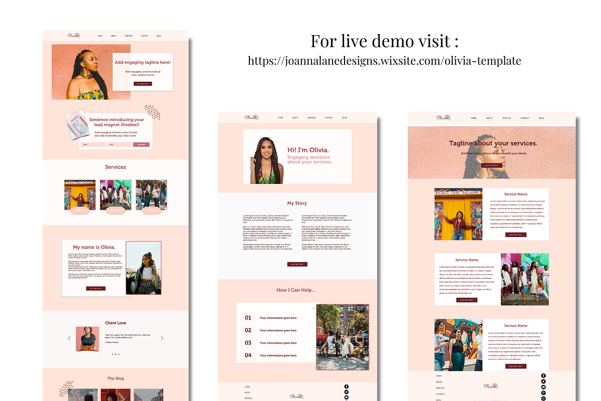 Wix Website Template Olivia, a Websites & App Template by Joanna Lane Designs (Photo 3 of 5)