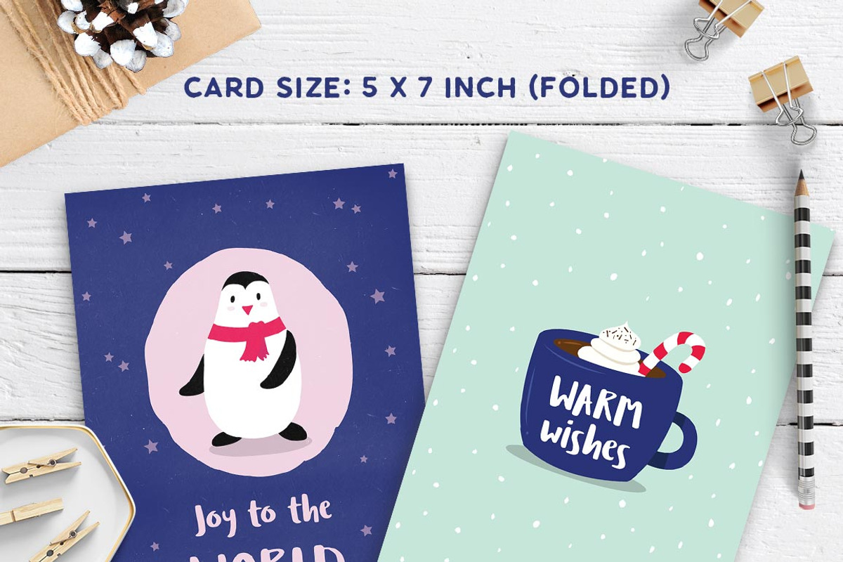 Cute Christmas Card Set, a Card Template by ClementineCreative (Photo 3 of 6)