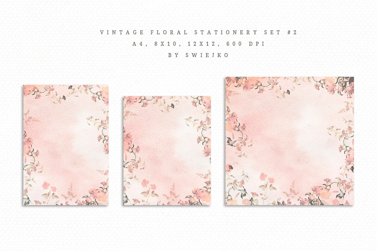 Vintage Floral Stationery Set #2, an Illustration by swiejko (Photo 2 of 4)