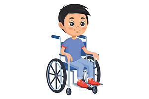 Boy with disability on wheelchair, a Person Illustration by Elen_Art