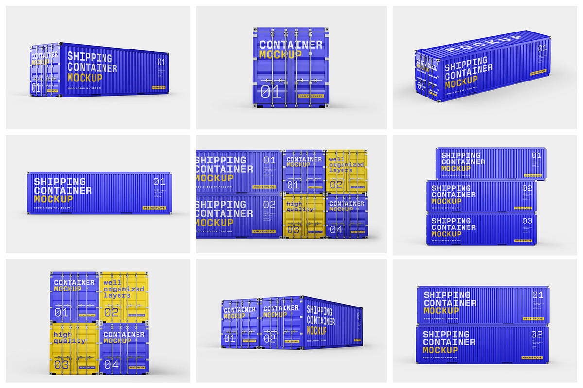 Shipping Container Mockup Set, a Packaging Mockup by mockupatelier (Photo 2 of 12)