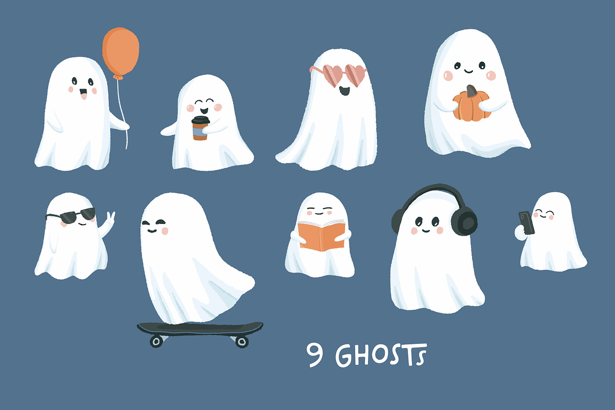Free Spirits Ghost Vector Graphics, a Seasonal Illustration by Bend Brand Design (Photo 5 of 5)