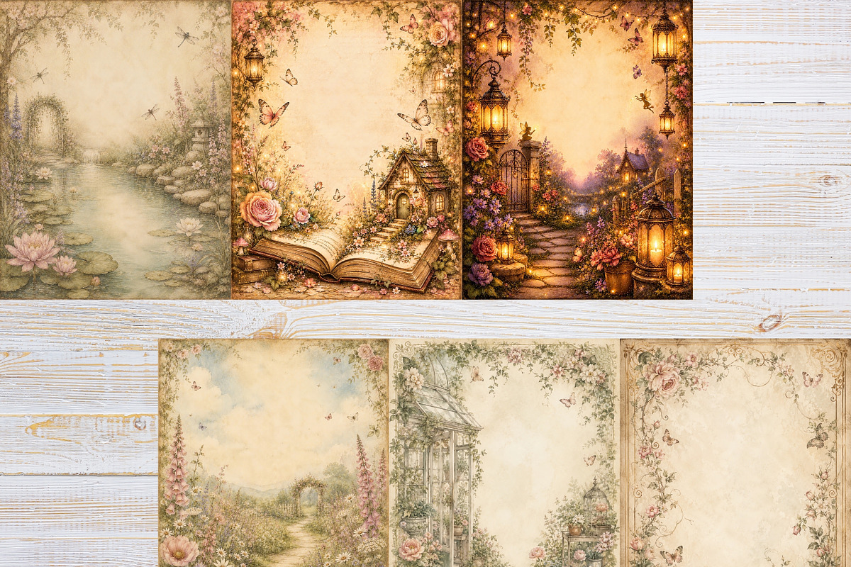 Vintage Fairy Garden Journal Pages, a Background Graphic by LA Design (Photo 4 of 10)
