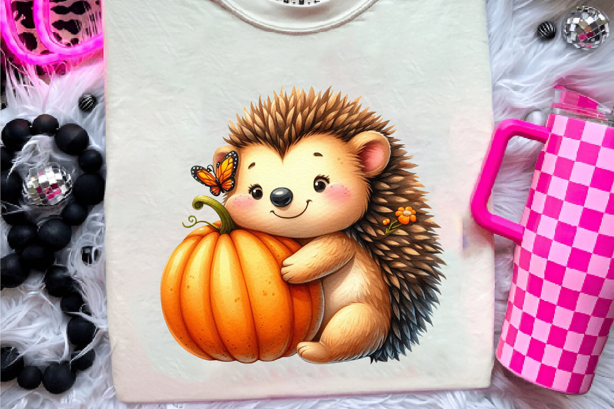 Cute Autumn Hedgehog Garden Clipart, an Illustration by CreationArt (Photo 5 of 9)