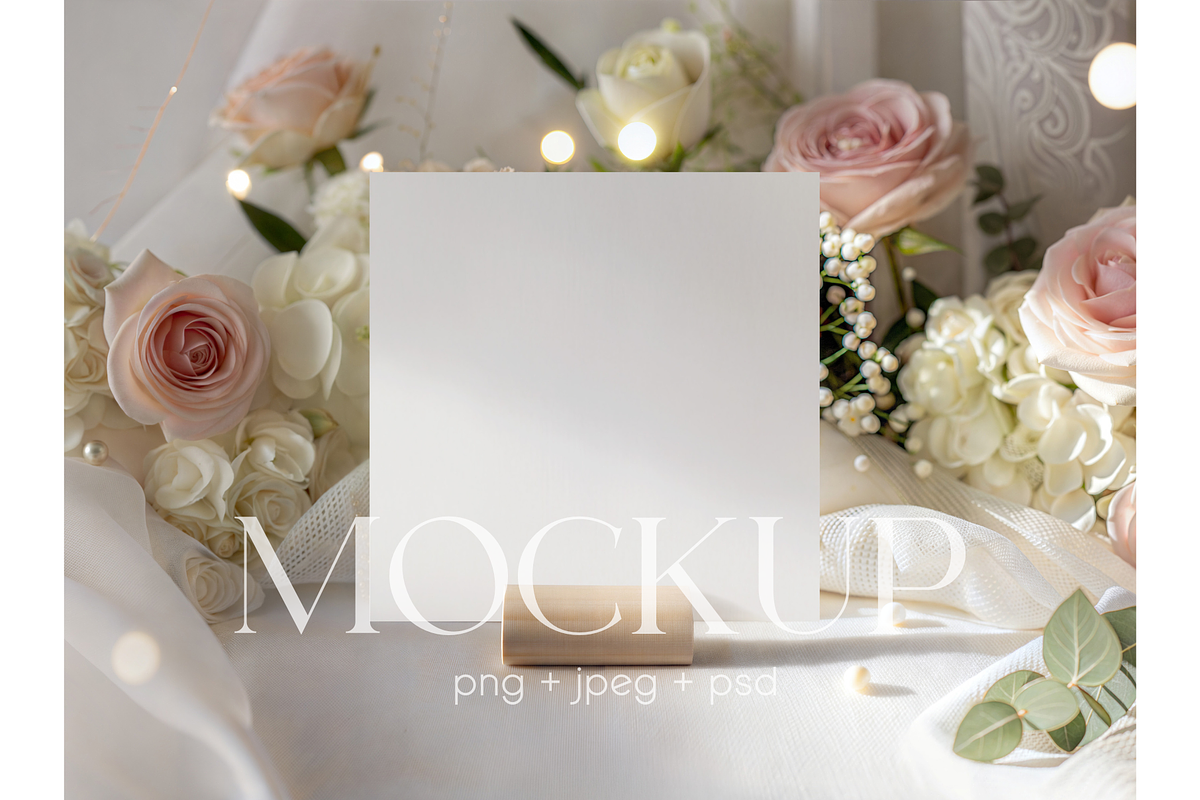 Romantic Floral Square Card Mockup, a Product Mockup by MockupWizard (Photo 1 of 4)