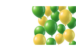 Flying green and gold 3D balloons on, an Illustration by GraphiShop