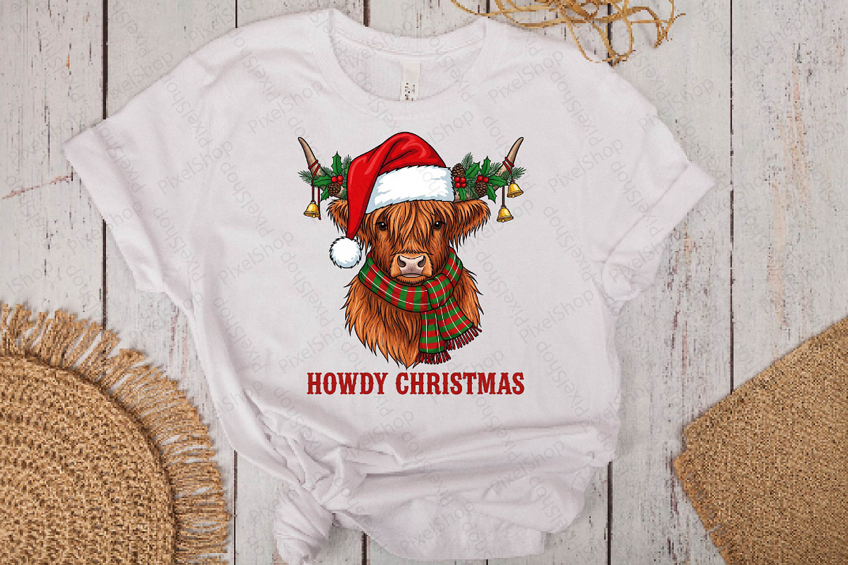 Highland Cow Merry Christmas PNG, an Illustration by DreamPrint404 (Photo 6 of 7)