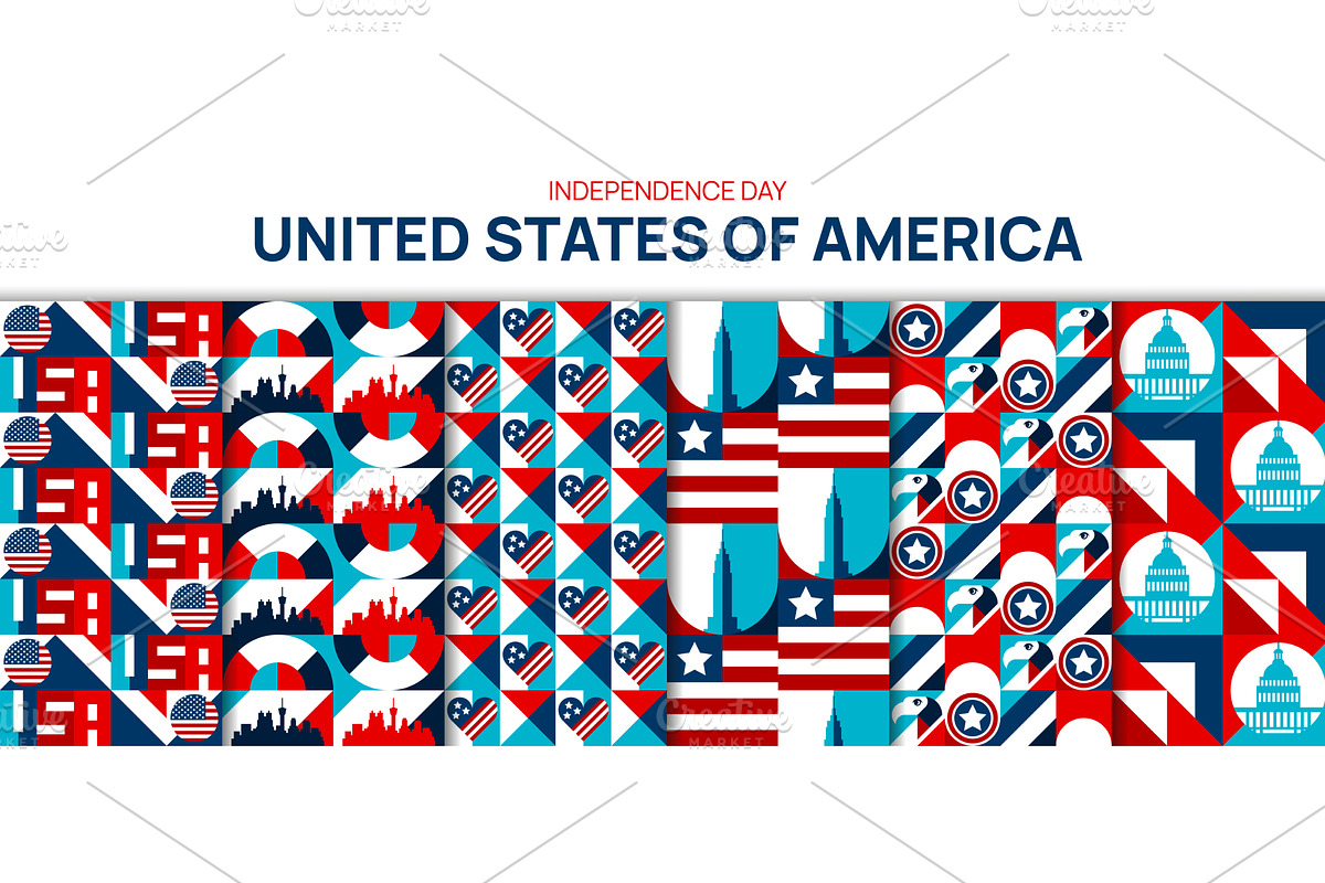USA background of seamless patterns, a Decorative Illustration by Vector Tradition
