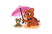 Animals with umbrella under rain set, an Animal Illustration by PaperTrident (Thumbnail 2 of 9)