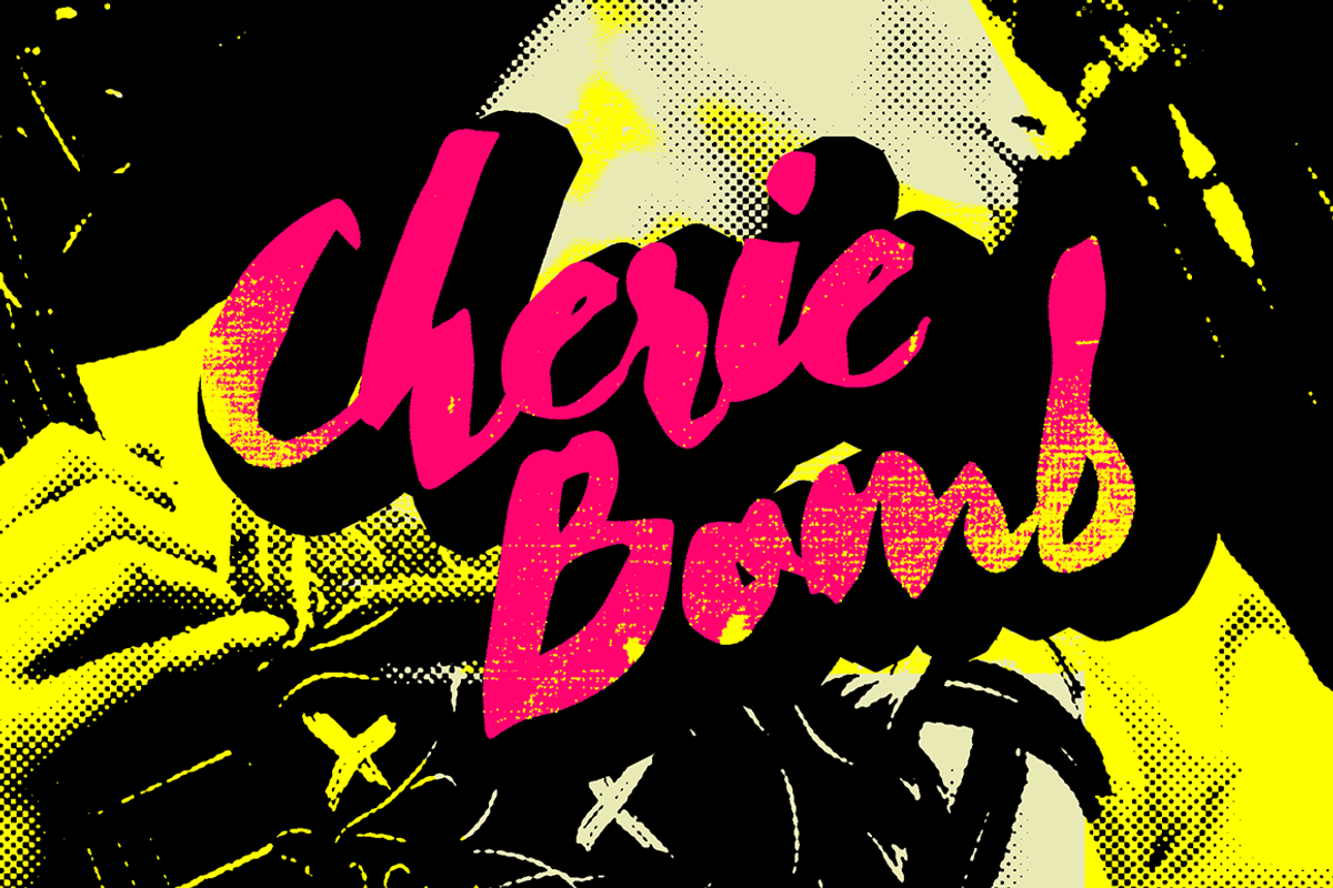 Cherie Bomb - Punk rock script font, a Script Font by Great Scott! (Photo 1 of 8)