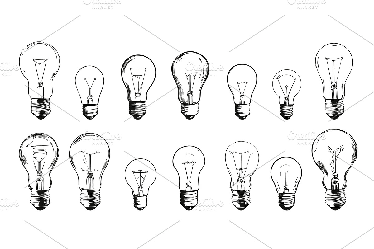 Sketch light bulbs isolated on white, a Technology Illustration by Valerie Bodnar