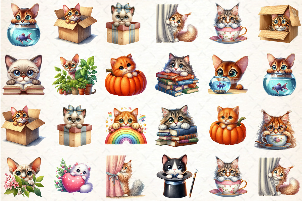 Peeking Cat Breed Clipart Bundle, an Illustration by DreamCafeArt (Photo 2 of 7)
