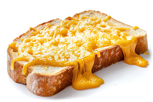 Toast bread with melted mozzarella cheese on white background, a Food & Drink Photo by AlyaAnd