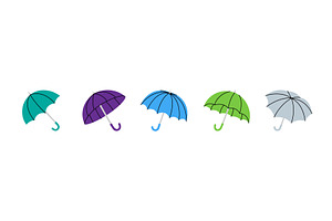 Colorful umbrella collection with, an Object Illustration by GraphiShop