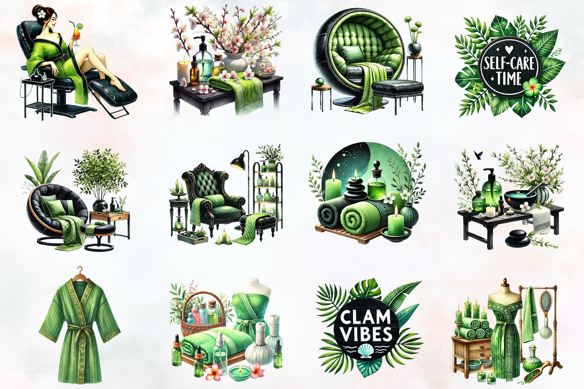 Spring spa day clipart, an Illustration by RobertsArt (Photo 5 of 7)