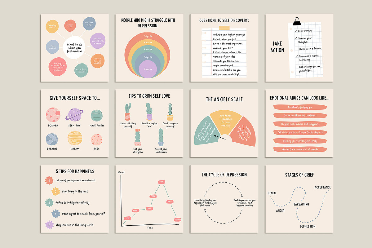 Mental Health Instagram Kit - Canva, a Social Media Template by Willoe Studio (Photo 9 of 12)
