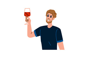 Smiling man holding and raising, a Person Illustration by pikepicture