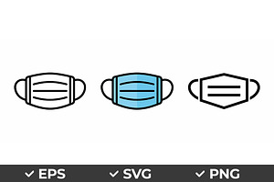 Protective Face Mask Vector Icon Set, an Object Graphic by Artonix
