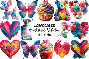 Brushstroke Valentine Clipart, an Illustration by CraftArtStudio