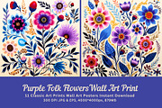 11 purple folk flower wall art print, a Decorative Illustration by ARTOZEN DIGITAL (Thumbnail 1 of 11)