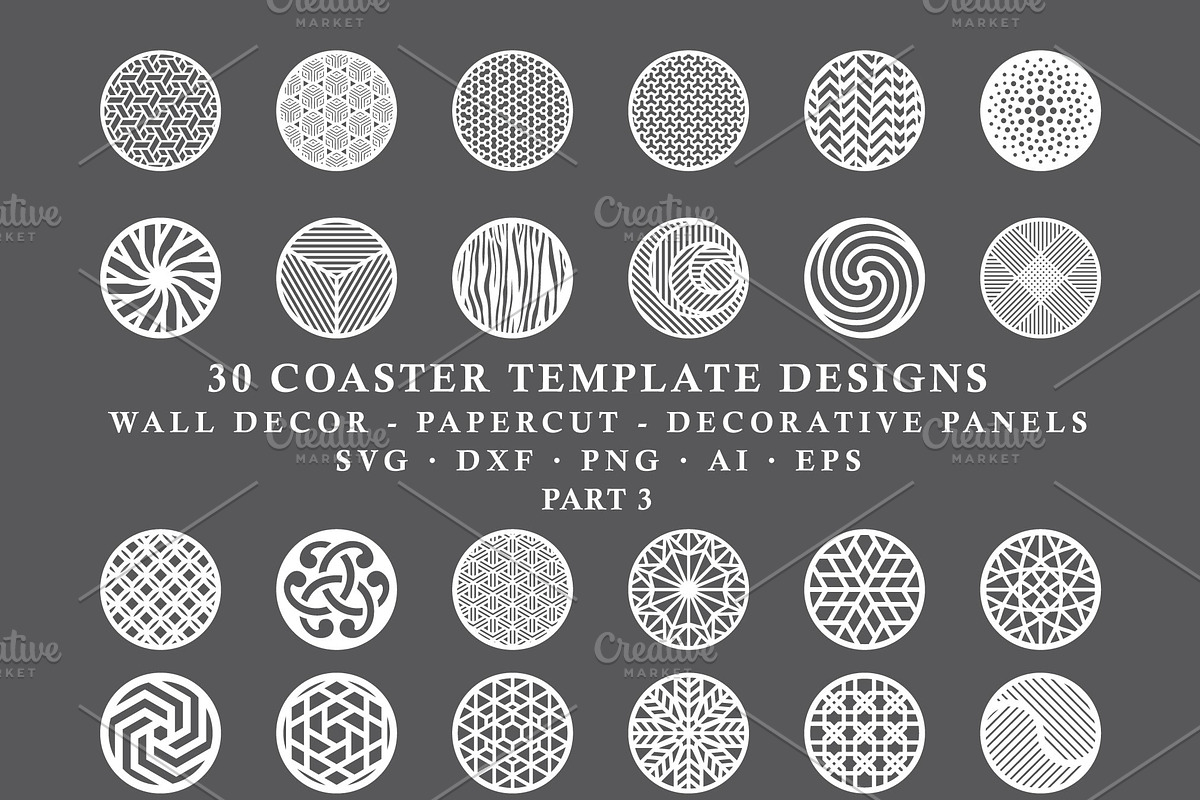 Coaster & Wall Decor Cut Files Pack, a Decorative Illustration by Seaquint (Photo 3 of 3)