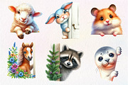 Animal Peeking Around Corner Clipart, an Illustration by Dream Creation (Thumbnail 2 of 7)