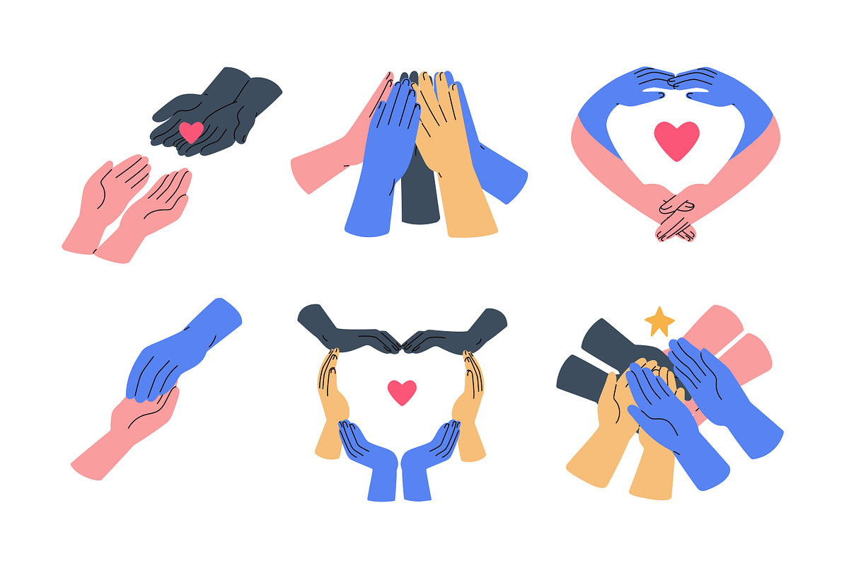 Diverse hands holding together set, a Person Illustration by Good Studio (Photo 7 of 11)