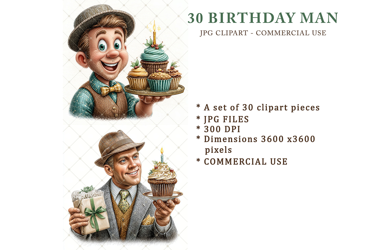 Birthday Man Clipart JPG, an Illustration by Memories By Lea (Photo 2 of 19)