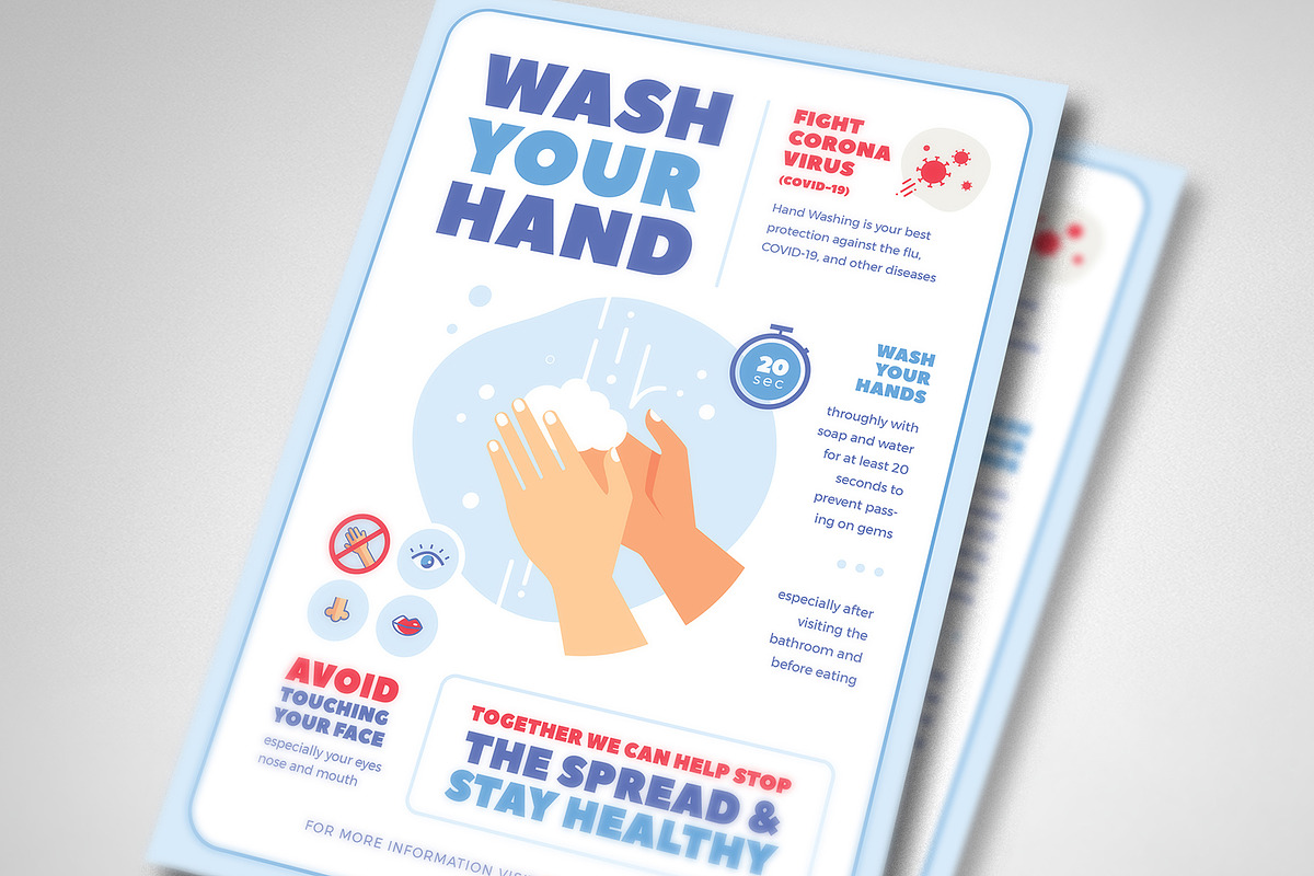 Wash your Hand Poster Campaign, a Flyer Template by VectorVactory