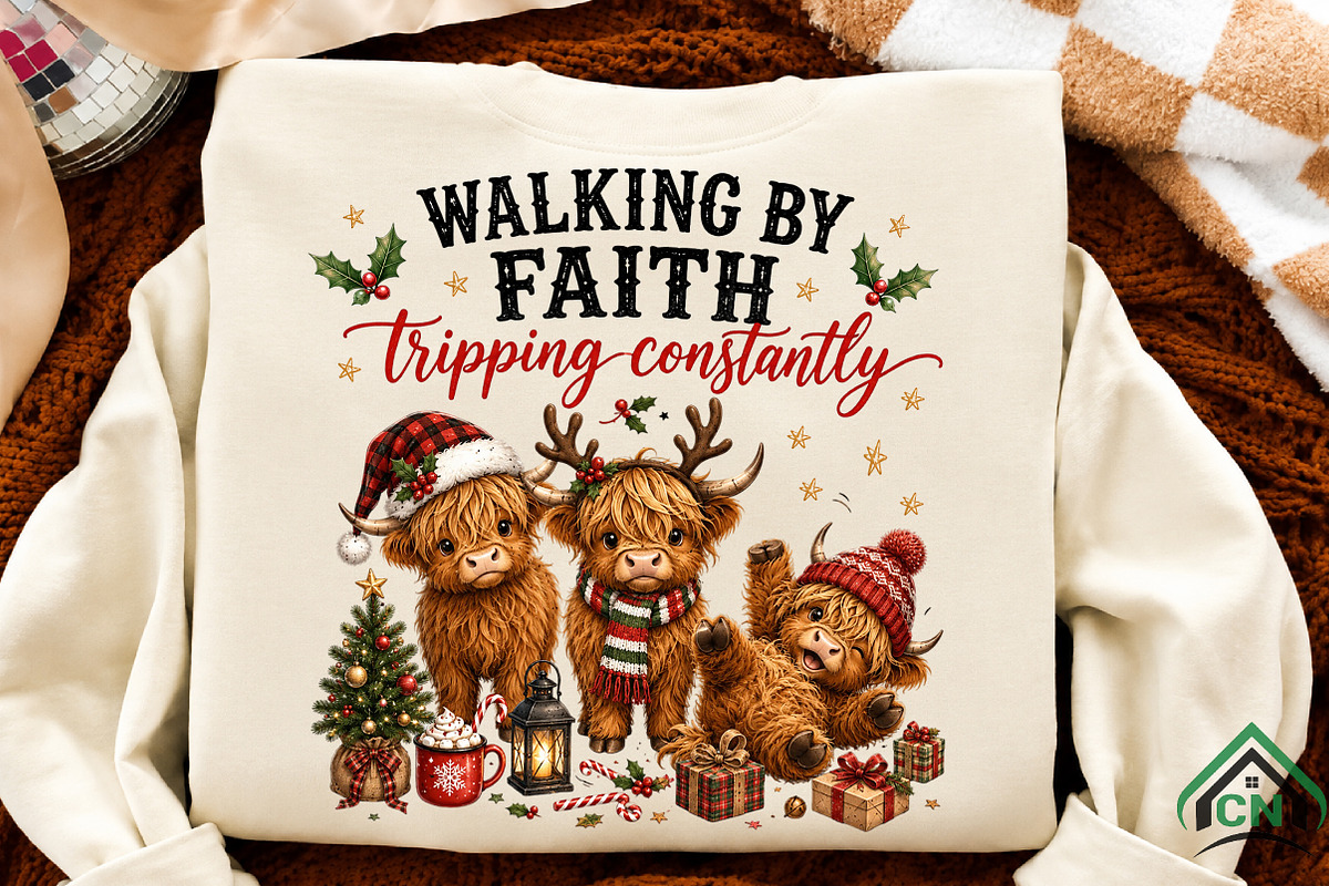 Funny Christmas Cow PNG, a Seasonal Illustration by Craft Nest (Photo 2 of 6)