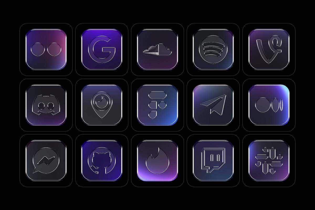 Glassify – Social Media Icons, a Solid Icon by Mockup Bureau (Photo 4 of 6)
