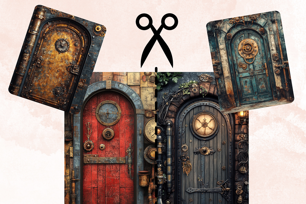 Steampunk Door Collage Paper Kit, a Background Graphic by GiraffeCreative (Photo 8 of 9)