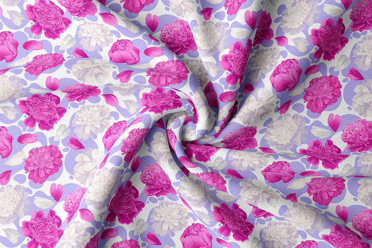 Peonies & Colored Splashes, a Pattern Graphic by MarynaPetrovska (Photo 5 of 11)