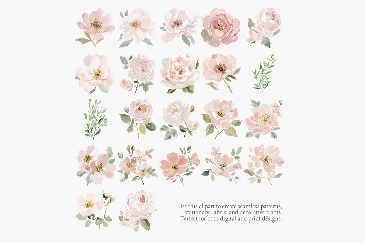 Blush floral clipart set, an Illustration by Patishop Art (Photo 8 of 8)