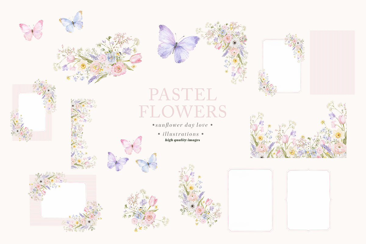 Wildflowers Butterflies Clipart, a Decorative Illustration by Sunflower Day Love (Photo 2 of 4)