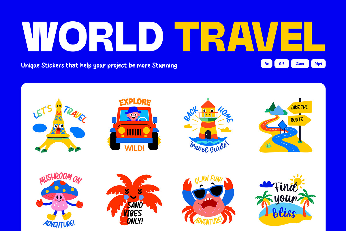 Animated World Travel Stickers, an Emoji Icon by Vectors Market (Photo 1 of 5)