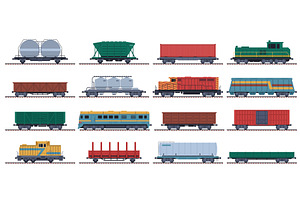 Cargo locomotives. Freight railway, a Transportation Illustration by YummyBuum