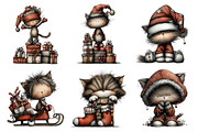 Watercolor Christmas Cat Clipart, an Illustration by Daily.Designs (Thumbnail 4 of 5)