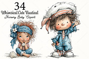 Whimsical Nautical Nursery Baby PNG, a Seasonal Illustration by Canvas Craft (Thumbnail 1 of 10)