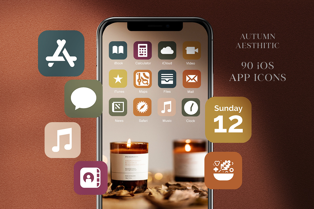 90 iOS Autumn Aesthetic App Icons, an Icon by Ellen Artworks (Photo 1 of 3)