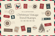 Christmas Vintage Travel Stamps, an Object Illustration by DesignerCandies (Thumbnail 2 of 5)