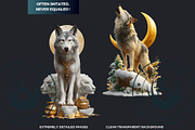 Watercolor Mystic Wolves Clipart Set, an Animal Illustration by ThatsDesignArt (Thumbnail 3 of 15)