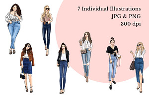 Fashion Girls 40 -Light Skin Clipart