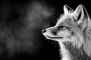 Black and white portrait of a fox, an Animal Photo by MistyDay