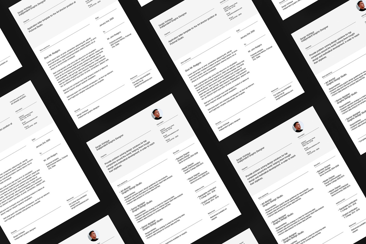 Minimal CV, letterhead & card bundle, a Resume Template by Srg® (Photo 3 of 14)