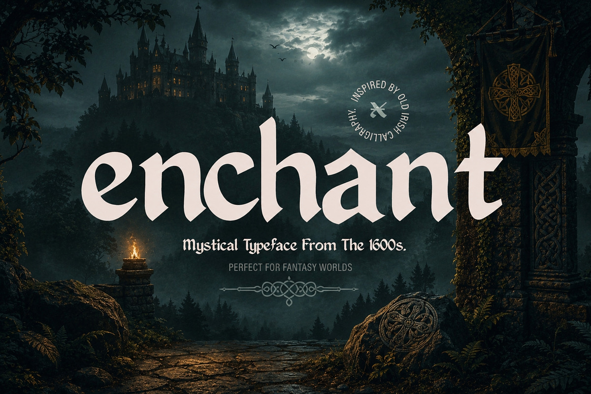Enchant - Mystical 1600s Typeface, a Script Font by HipFonts (Photo 1 of 8)