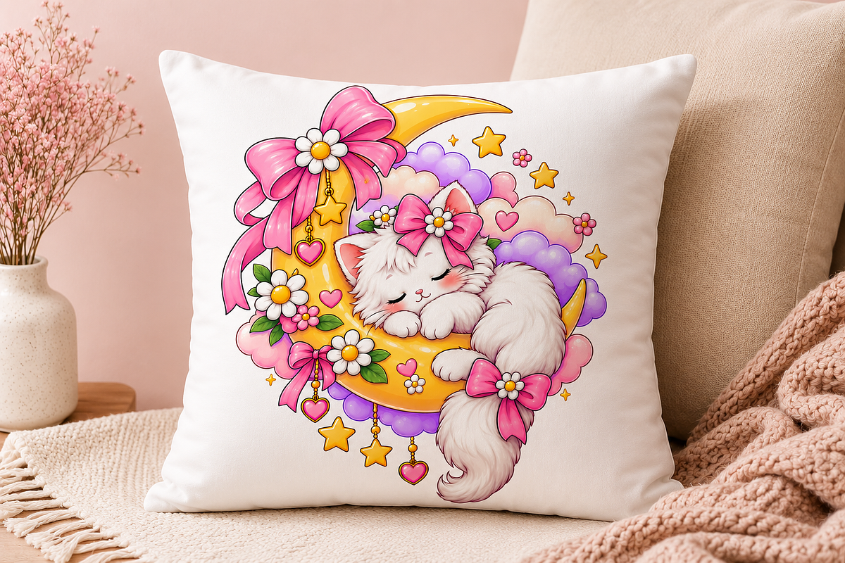 Dreamy Moon Cat Kawaii, an Animal Illustration by HyeRi (Photo 5 of 6)