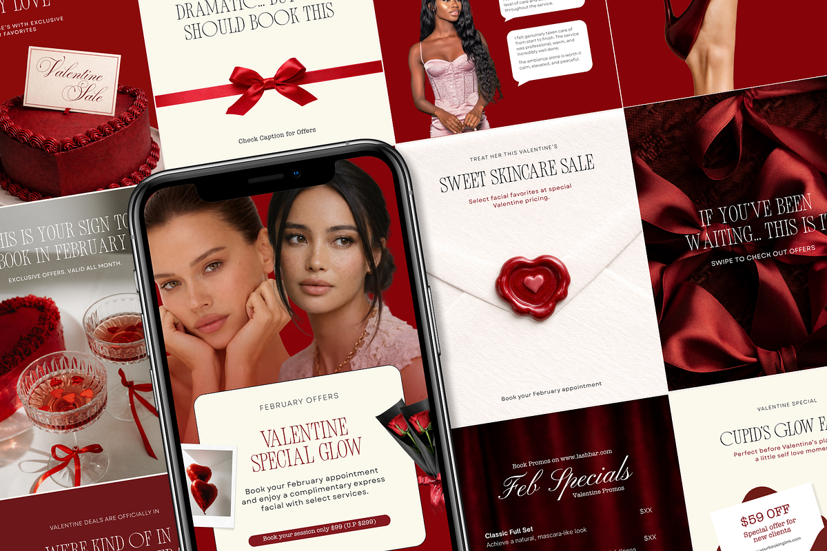 Valentines Day Instagram Templates, a Social Media Template by Design Lush Studio (Photo 1 of 5)